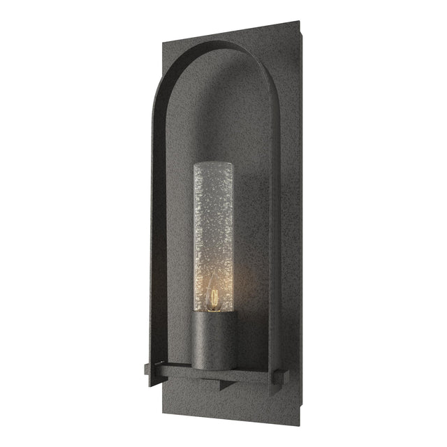Hubbardton Forge 2024 Natural Iron Seeded Clear Glass (II) Triomphe Medium Outdoor Sconce