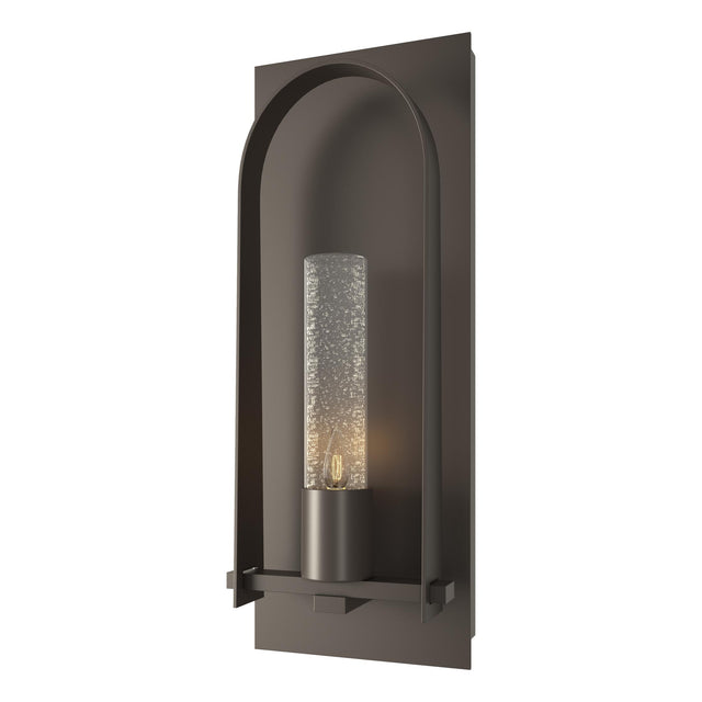 Hubbardton Forge 2024 Coastal Dark Smoke Seeded Clear Glass (II) Triomphe Medium Outdoor Sconce