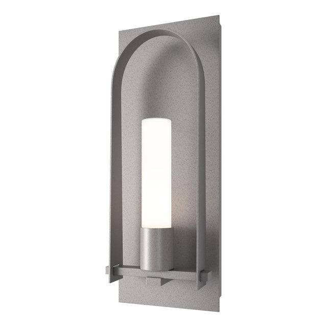 Hubbardton Forge 2024 Coastal Burnished Steel Opal Glass (GG) Triomphe Medium Outdoor Sconce