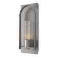 Hubbardton Forge 2024 Coastal Burnished Steel Seeded Clear Glass (II) Triomphe Medium Outdoor Sconce