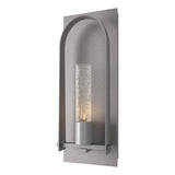 Hubbardton Forge 2024 Coastal Burnished Steel Seeded Clear Glass (II) Triomphe Medium Outdoor Sconce