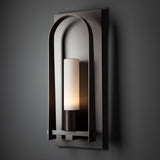 Hubbardton Forge 2024 Coastal Dark Smoke Opal Glass (GG) Triomphe Large Outdoor Sconce
