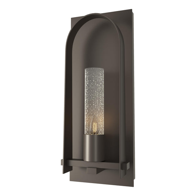 Hubbardton Forge 2024 Coastal Dark Smoke Seeded Clear Glass (II) Triomphe Large Outdoor Sconce