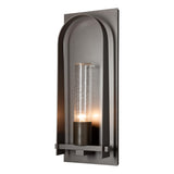 Hubbardton Forge 2024 Coastal Dark Smoke Seeded Clear Glass (II) Triomphe Large Outdoor Sconce