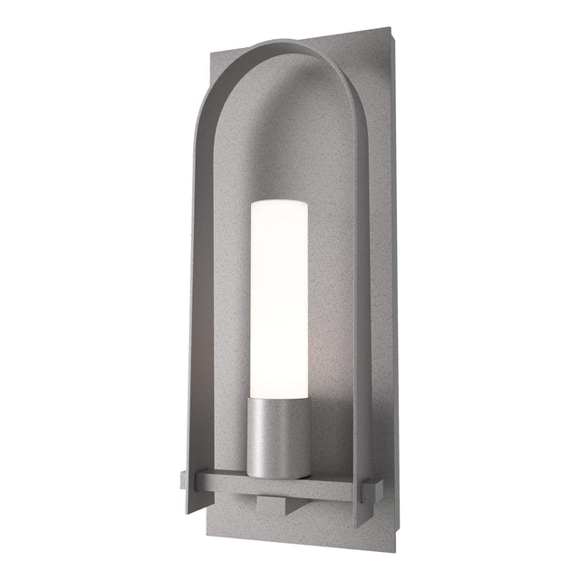 Hubbardton Forge 2024 Coastal Burnished Steel Opal Glass (GG) Triomphe Large Outdoor Sconce
