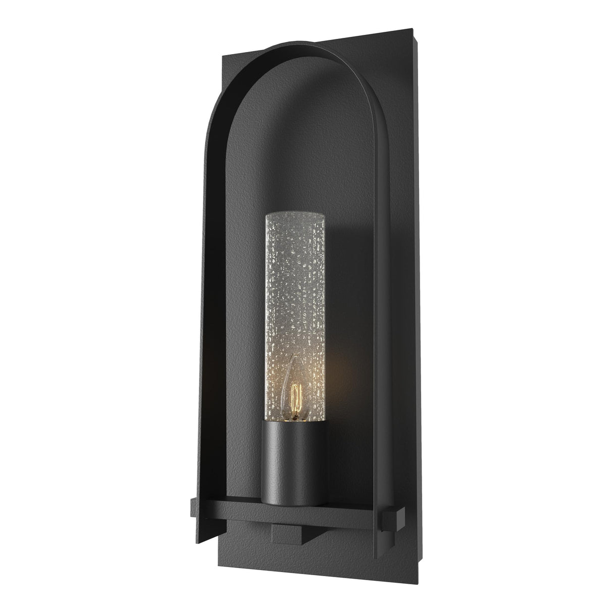 Hubbardton Forge 2024 Coastal Black Seeded Clear Glass (II) Triomphe Large Outdoor Sconce
