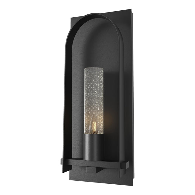 Hubbardton Forge 2024 Coastal Black Seeded Clear Glass (II) Triomphe Large Outdoor Sconce