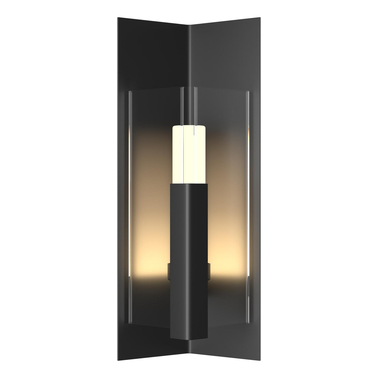 Hubbardton Forge 2024 Coastal Black Clear Glass (ZM) Summit Small Outdoor Sconce