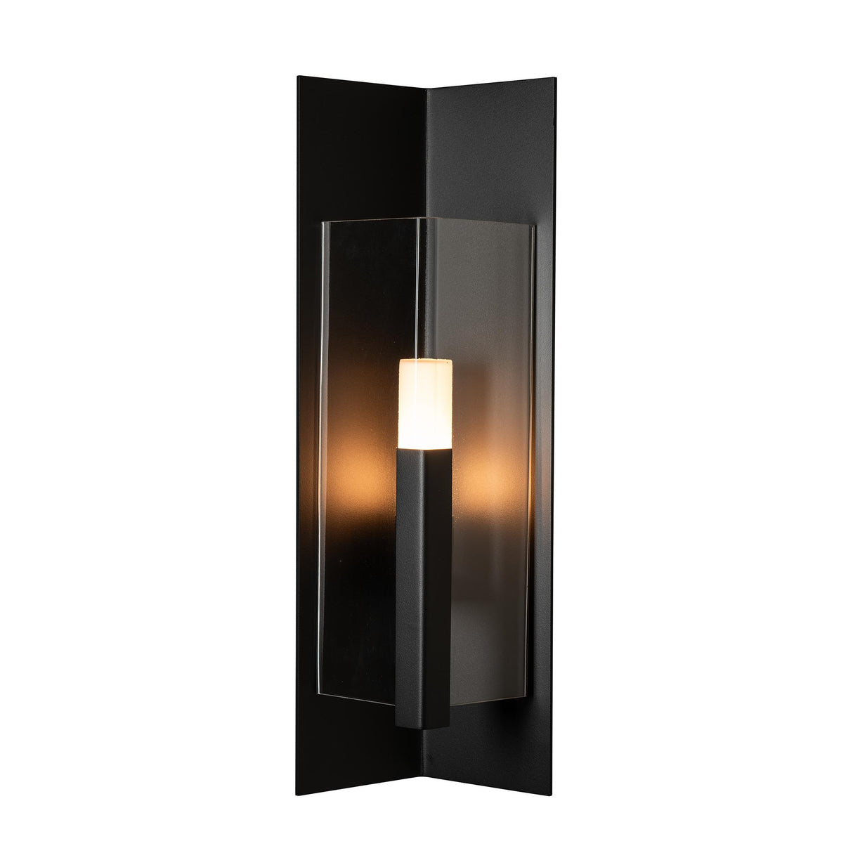 Hubbardton Forge 2024 Coastal Black Clear Glass (ZM) Summit Medium Outdoor Sconce