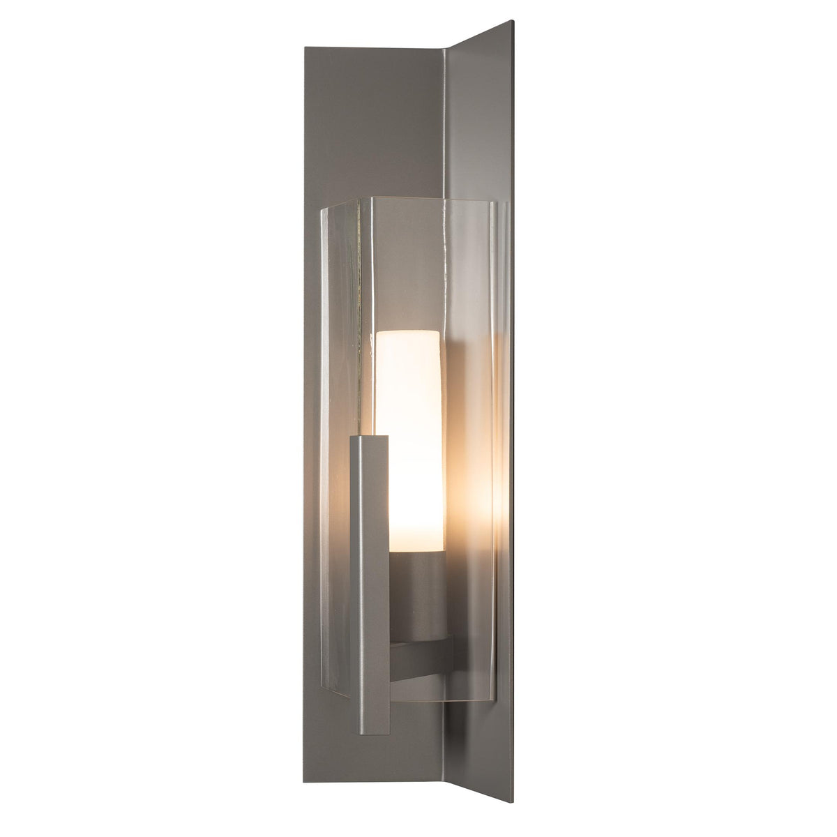 Hubbardton Forge 2024 Coastal Burnished Steel Clear Glass (ZM) Summit Large Outdoor Sconce