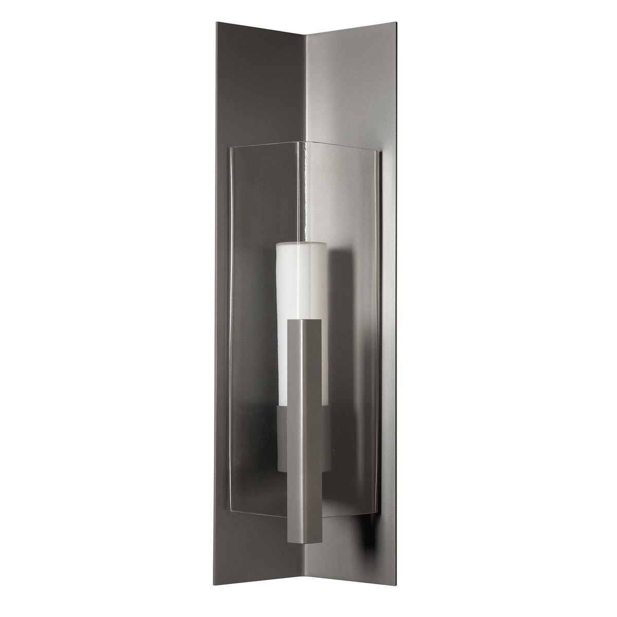 Hubbardton Forge 2024 Coastal Burnished Steel Clear Glass (ZM) Summit Large Outdoor Sconce