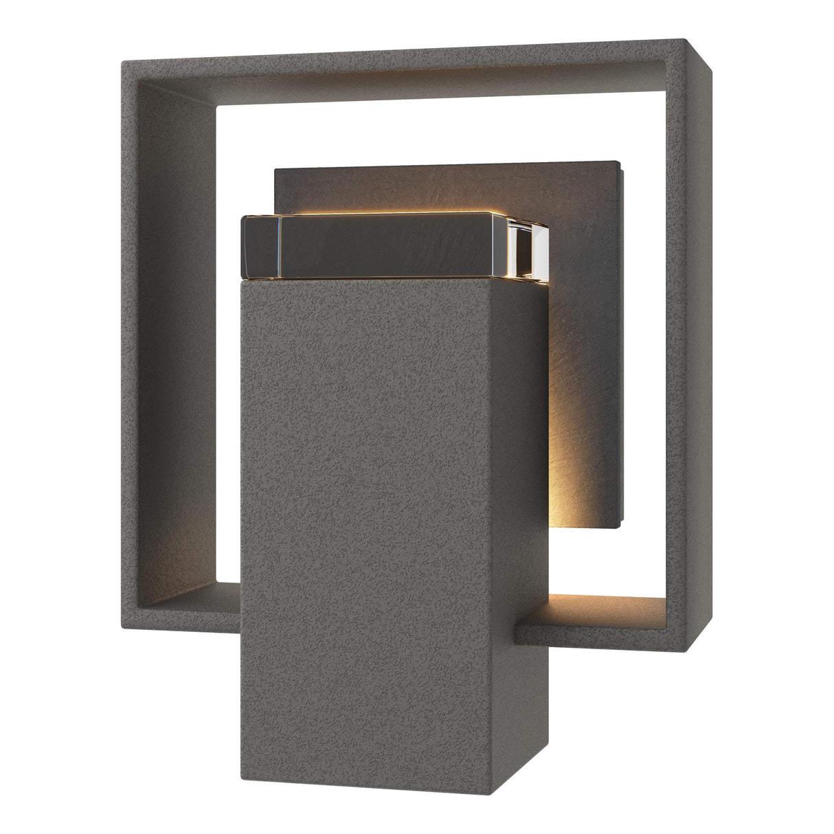 Hubbardton Forge 2024 Natural Iron Slate Clear Glass (ZM) Shadow Box Small w/Slate Outdoor Sconce
