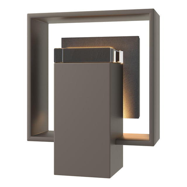 Hubbardton Forge 2024 Coastal Dark Smoke Slate Clear Glass (ZM) Shadow Box Small w/Slate Outdoor Sconce