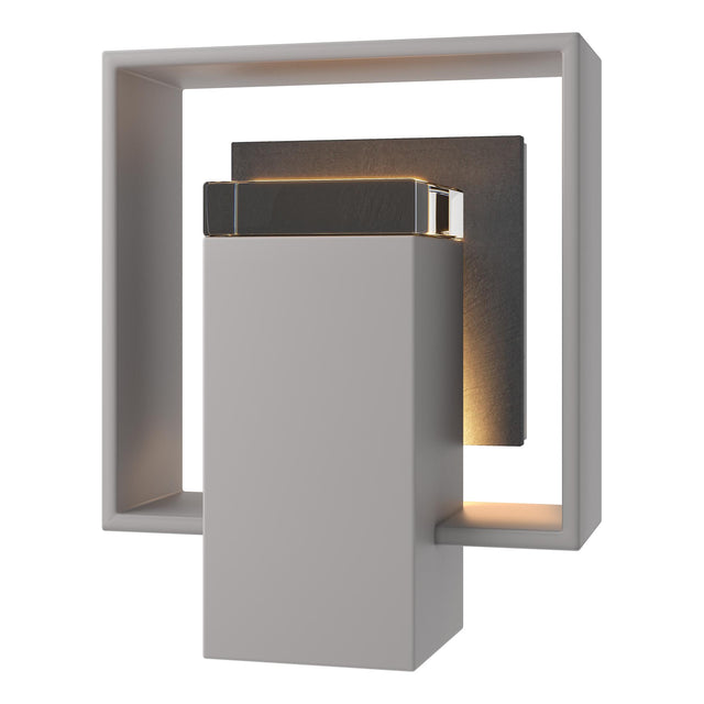 Hubbardton Forge 2024 Coastal Burnished Steel Slate Clear Glass (ZM) Shadow Box Small w/Slate Outdoor Sconce