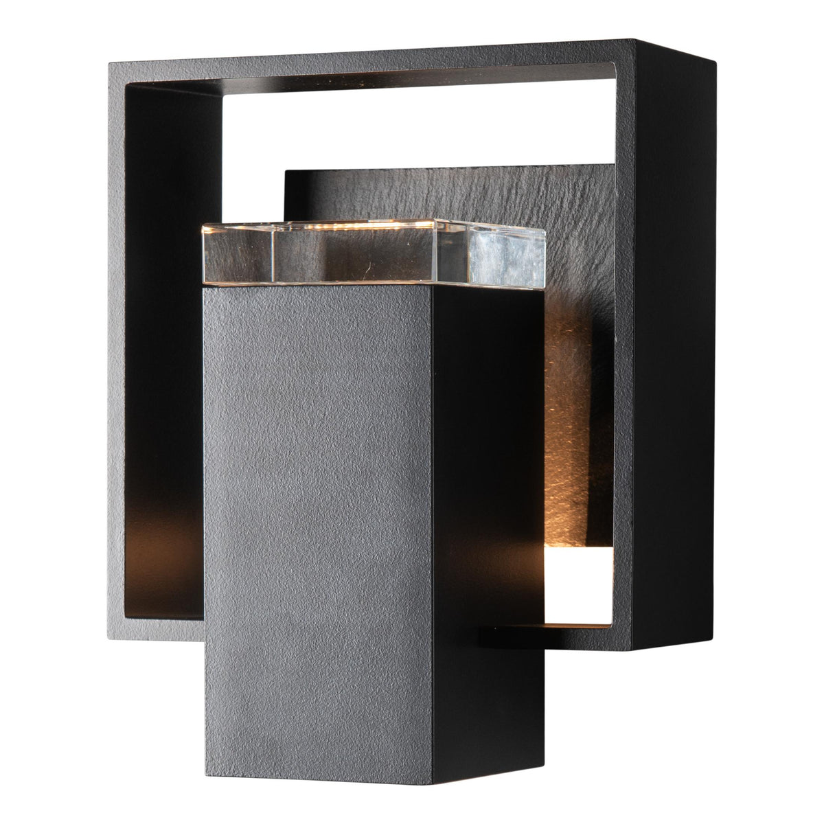 Hubbardton Forge 2024 Coastal Black Slate Clear Glass (ZM) Shadow Box Small w/Slate Outdoor Sconce