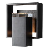 Hubbardton Forge 2024 Coastal Black Slate Clear Glass (ZM) Shadow Box Small w/Slate Outdoor Sconce