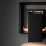 Hubbardton Forge 2024 Coastal Black Slate Clear Glass (ZM) Shadow Box Small w/Slate Outdoor Sconce