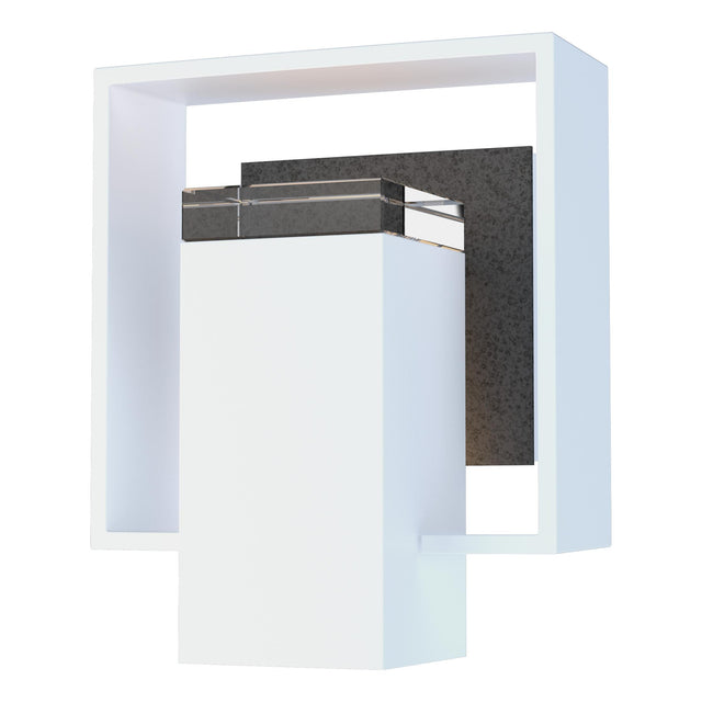 Hubbardton Forge 2018 Coastal White Coastal Natural Iron Clear Glass (ZM) Shadow Box Small Outdoor Sconce