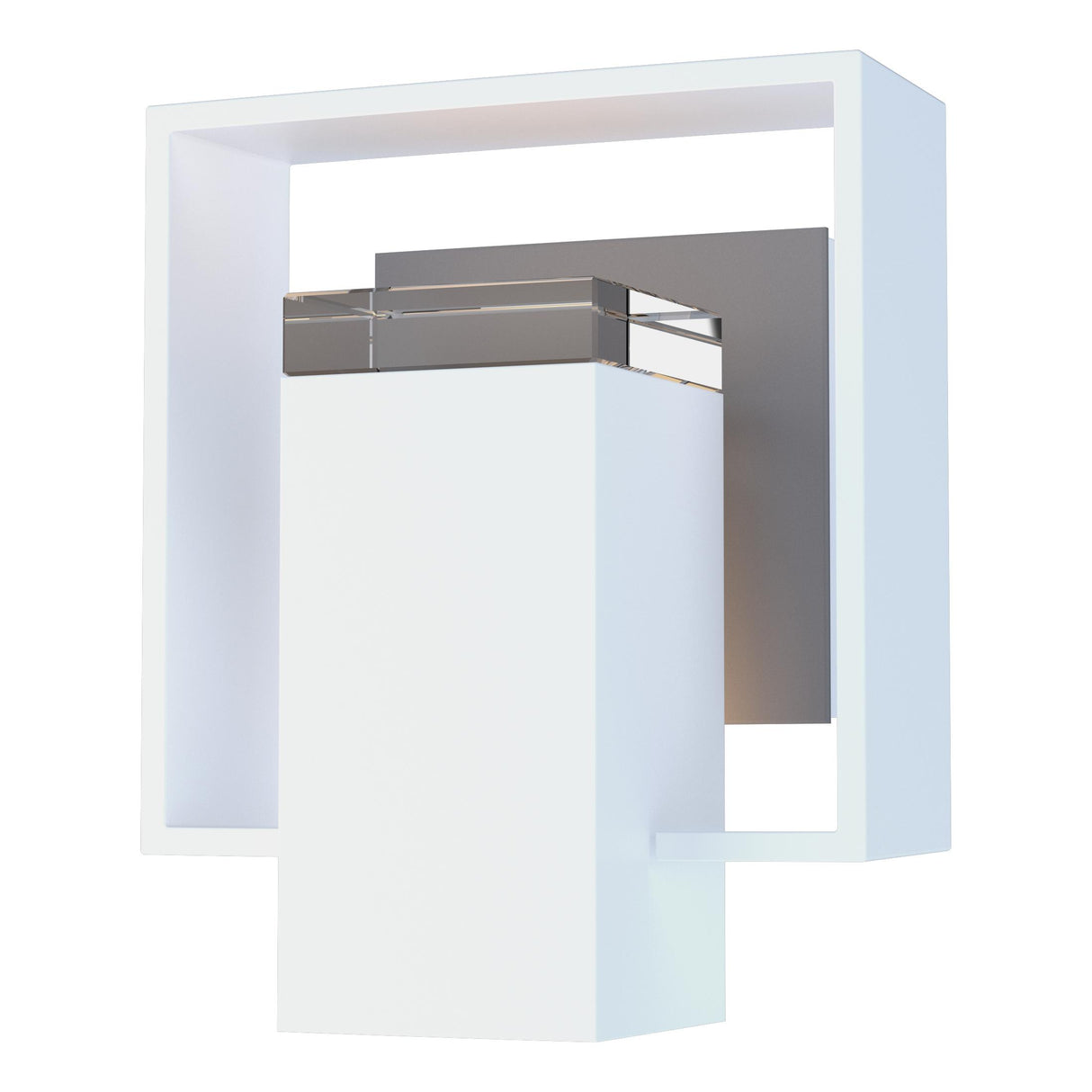 Hubbardton Forge 2018 Coastal White Coastal Burnished Steel Clear Glass (ZM) Shadow Box Small Outdoor Sconce