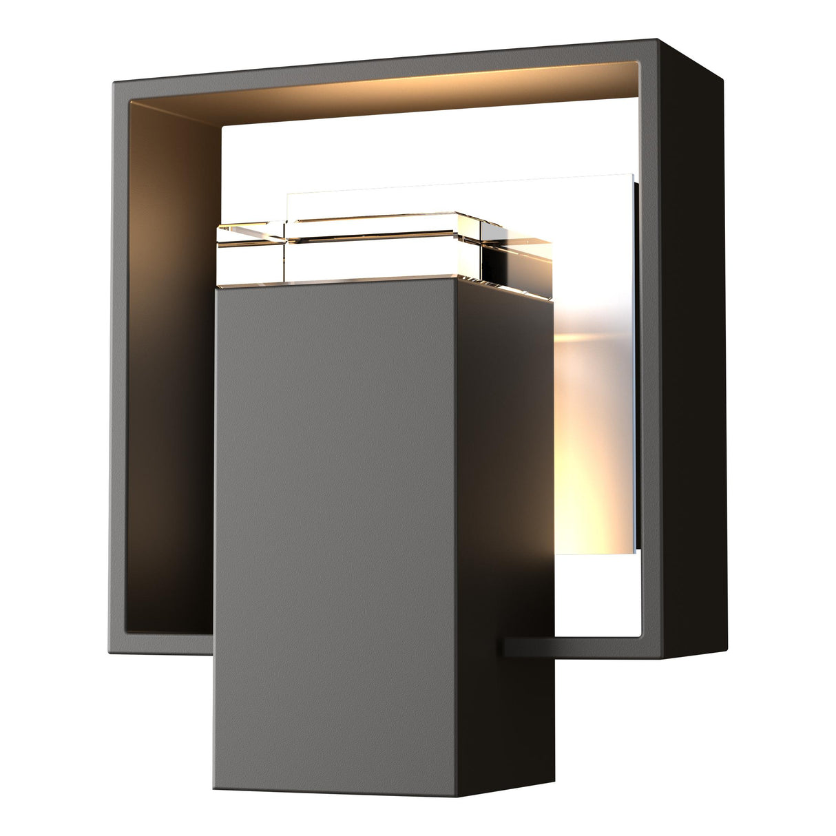 Hubbardton Forge 2018 Coastal Oil Rubbed Bronze Coastal White Clear Glass (ZM) Shadow Box Small Outdoor Sconce