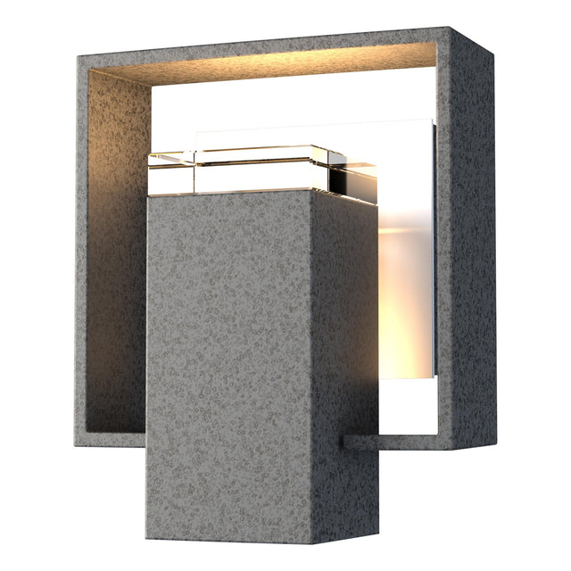 Hubbardton Forge 2018 Coastal Natural Iron Coastal White Clear Glass (ZM) Shadow Box Small Outdoor Sconce