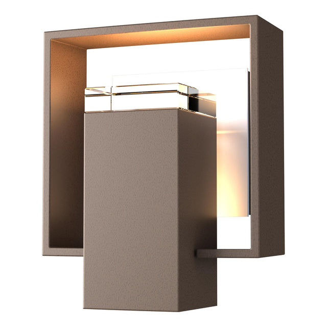 Hubbardton Forge 2018 Coastal Bronze Coastal White Clear Glass (ZM) Shadow Box Small Outdoor Sconce