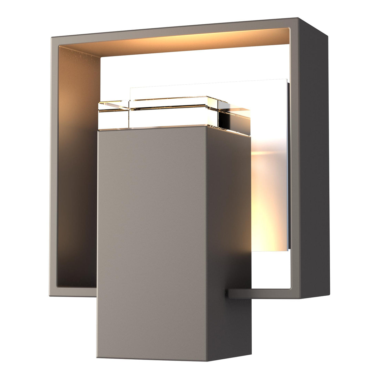 Hubbardton Forge 2018 Coastal Dark Smoke Coastal White Clear Glass (ZM) Shadow Box Small Outdoor Sconce
