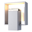 Hubbardton Forge 2018 Coastal Burnished Steel Coastal White Clear Glass (ZM) Shadow Box Small Outdoor Sconce