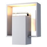 Hubbardton Forge 2018 Coastal Burnished Steel Coastal White Clear Glass (ZM) Shadow Box Small Outdoor Sconce