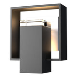 Hubbardton Forge 2018 Coastal Black Coastal White Clear Glass (ZM) Shadow Box Small Outdoor Sconce