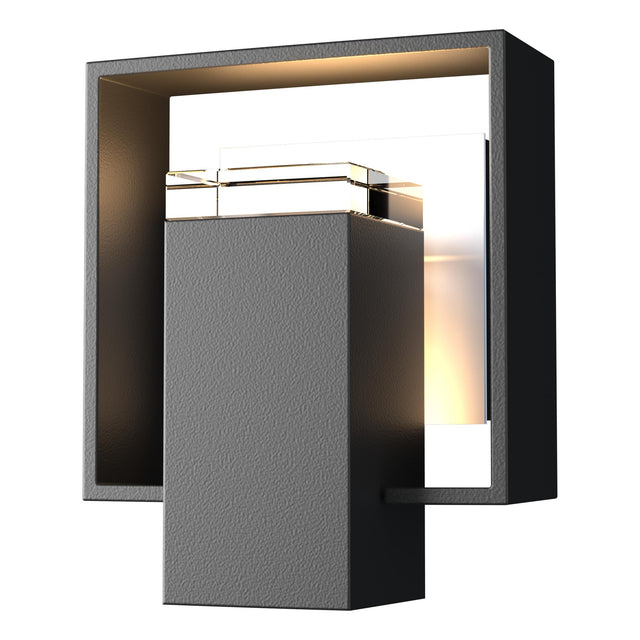 Hubbardton Forge 2018 Coastal Black Coastal White Clear Glass (ZM) Shadow Box Small Outdoor Sconce