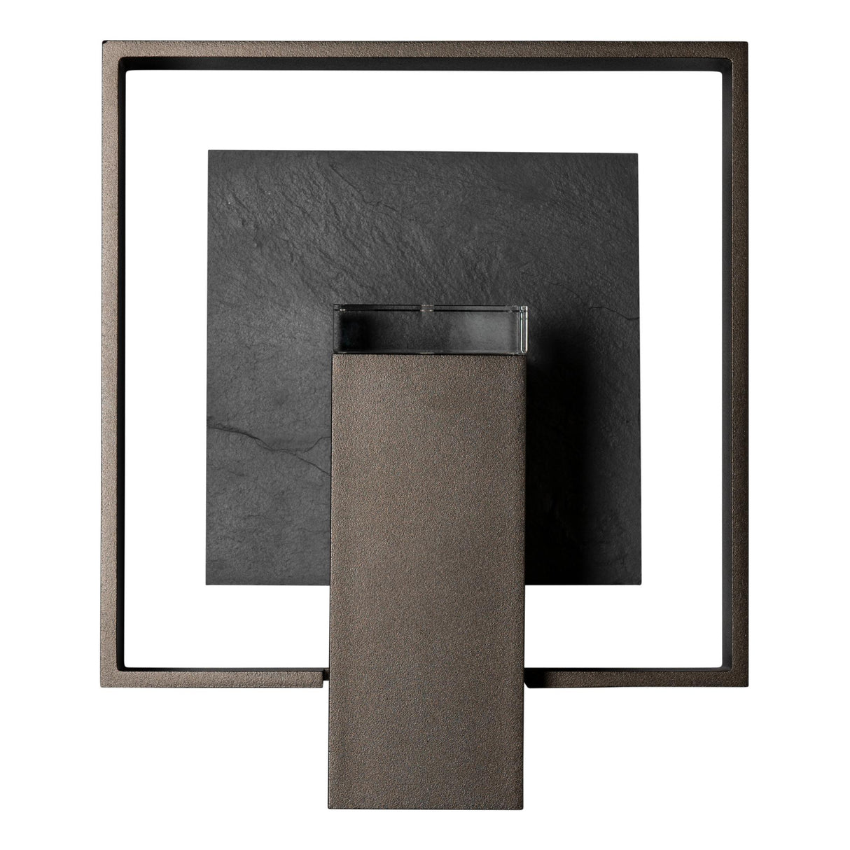 Hubbardton Forge 2024 Oil Rubbed Bronze Slate Clear Glass (ZM) Shadow Box Medium w/Slate Outdoor Sconce