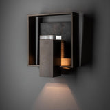 Hubbardton Forge 2024 Oil Rubbed Bronze Slate Clear Glass (ZM) Shadow Box Medium w/Slate Outdoor Sconce