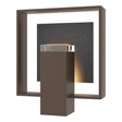 Hubbardton Forge 2024 Coastal Bronze Slate Clear Glass (ZM) Shadow Box Medium w/Slate Outdoor Sconce