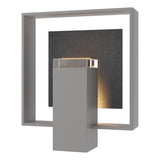 Hubbardton Forge 2024 Coastal Burnished Steel Slate Clear Glass (ZM) Shadow Box Medium w/Slate Outdoor Sconce