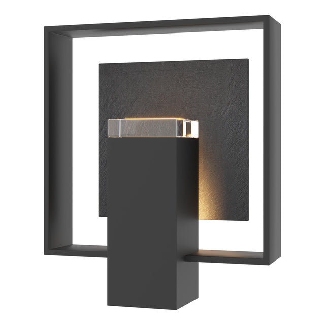 Hubbardton Forge 2024 Coastal Black Slate Clear Glass (ZM) Shadow Box Medium w/Slate Outdoor Sconce