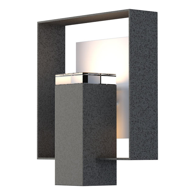 Hubbardton Forge 2018 Coastal Natural Iron Coastal White Clear Glass (ZM) Shadow Box Outdoor Sconce