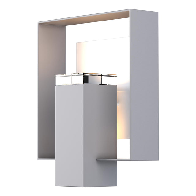 Hubbardton Forge 2018 Coastal Burnished Steel Coastal White Clear Glass (ZM) Shadow Box Outdoor Sconce