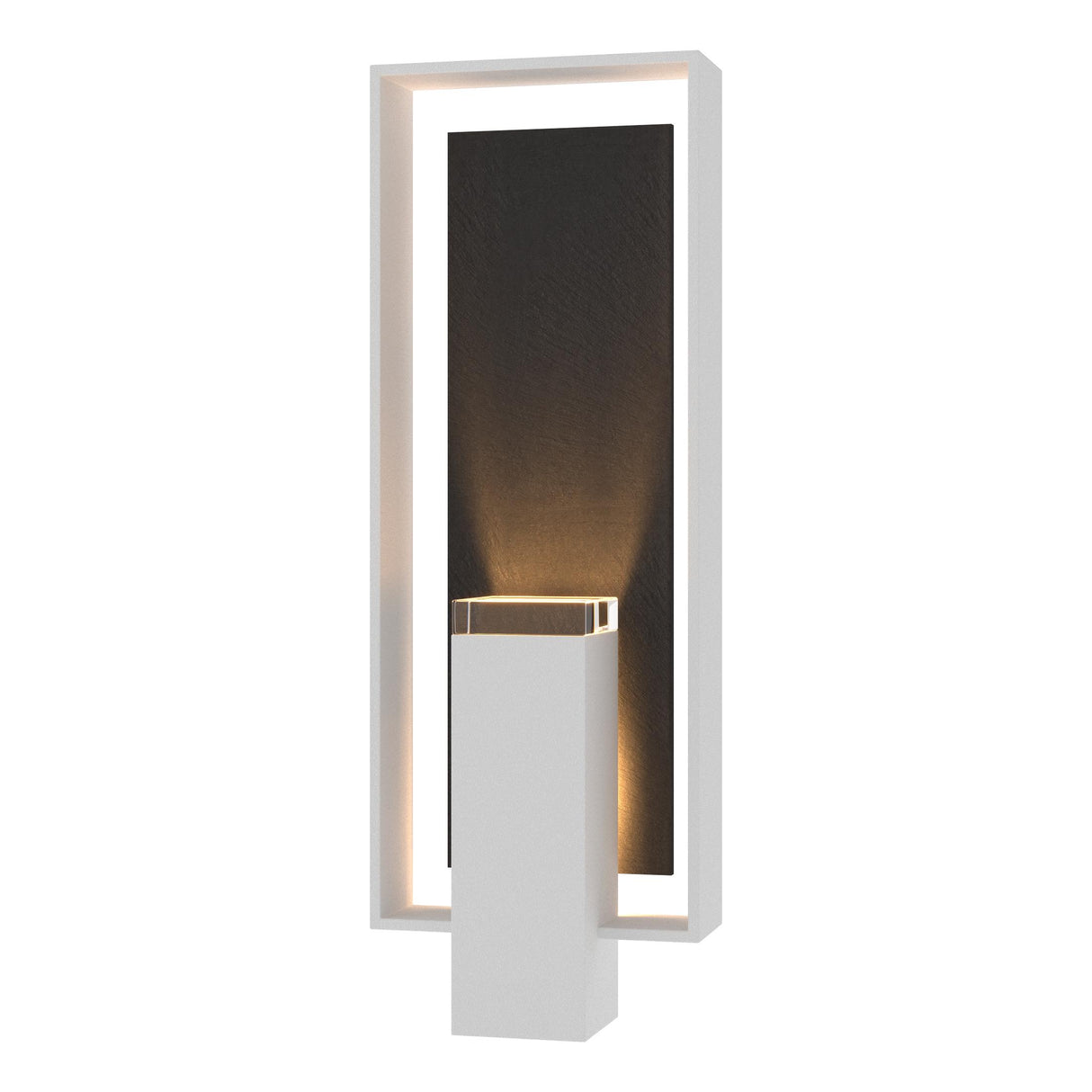 Hubbardton Forge 2024 Coastal White Slate Clear Glass (ZM) Shadow Box Large w/Slate Outdoor Sconce