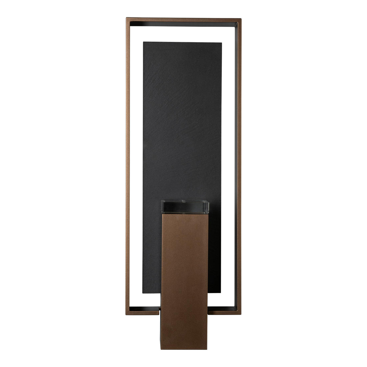 Hubbardton Forge 2024 Coastal Bronze Slate Clear Glass (ZM) Shadow Box Large w/Slate Outdoor Sconce