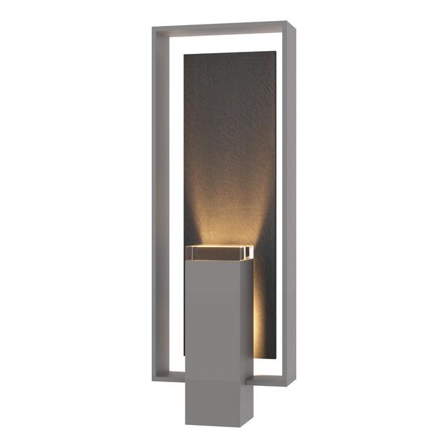 Hubbardton Forge 2024 Coastal Burnished Steel Slate Clear Glass (ZM) Shadow Box Large w/Slate Outdoor Sconce