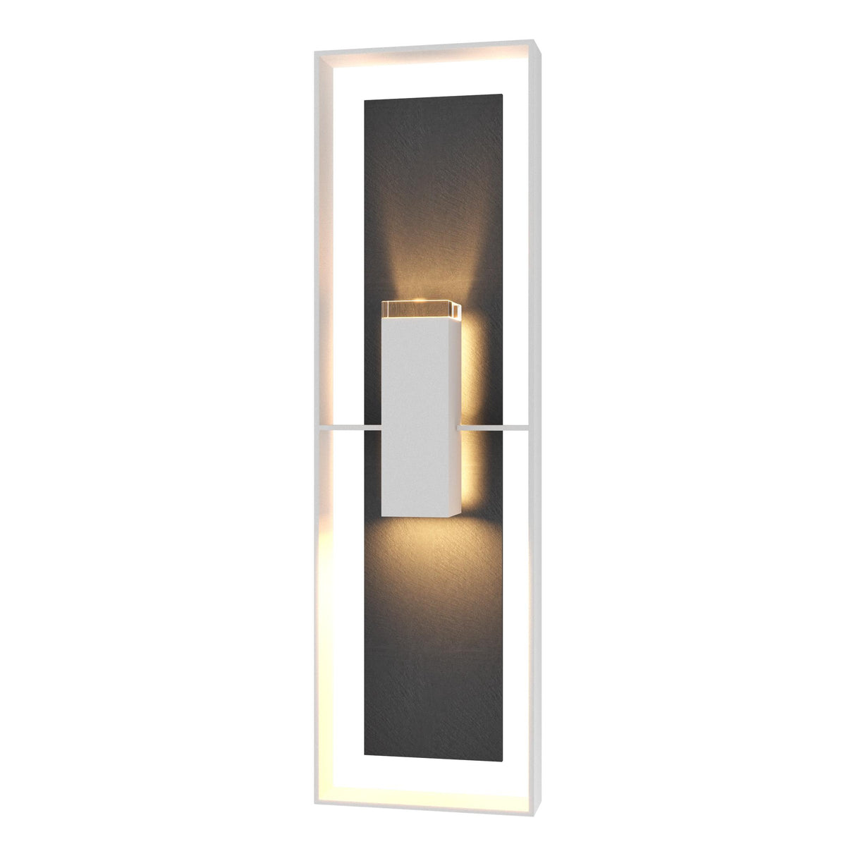 Hubbardton Forge 2024 Coastal White Slate Clear Glass (ZM) Shadow Box Tall w/Slate Outdoor Sconce