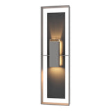Hubbardton Forge 2024 Coastal Burnished Steel Slate Clear Glass (ZM) Shadow Box Tall w/Slate Outdoor Sconce