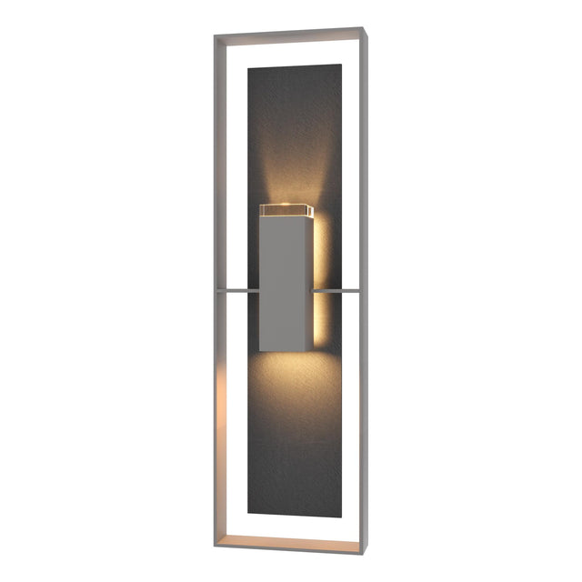 Hubbardton Forge 2024 Coastal Burnished Steel Slate Clear Glass (ZM) Shadow Box Tall w/Slate Outdoor Sconce