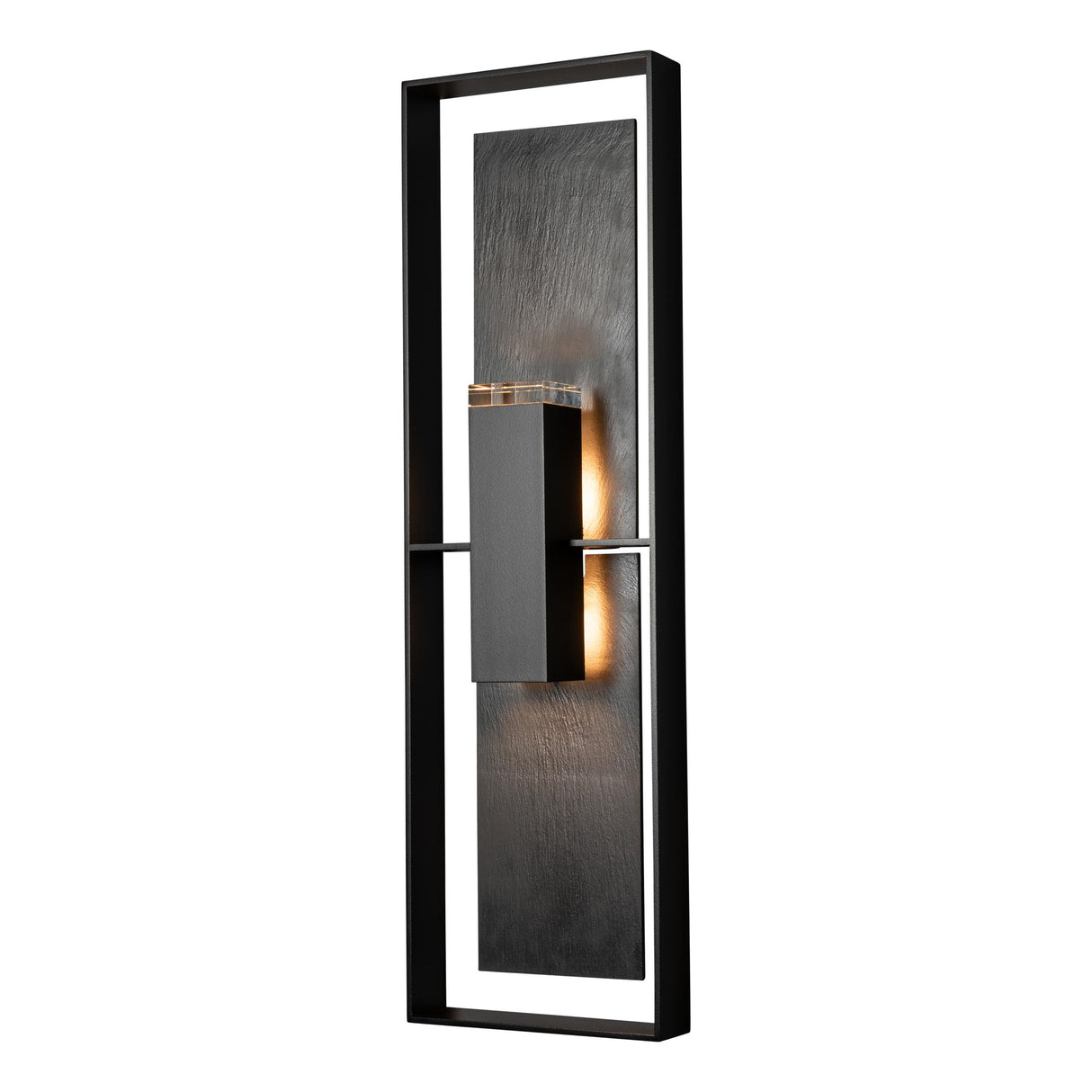 Hubbardton Forge 2024 Coastal Black Slate Clear Glass (ZM) Shadow Box Tall w/Slate Outdoor Sconce