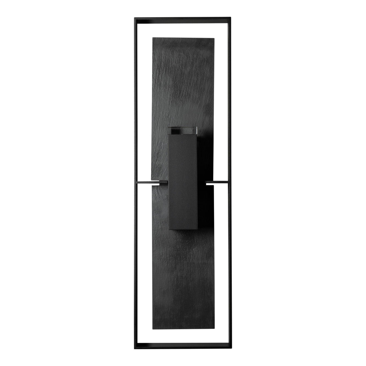 Hubbardton Forge 2024 Coastal Black Slate Clear Glass (ZM) Shadow Box Tall w/Slate Outdoor Sconce