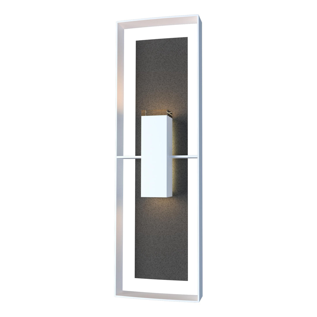 Hubbardton Forge 2020 Coastal White Coastal Natural Iron Clear Glass (ZM) Shadow Box Tall Outdoor Sconce