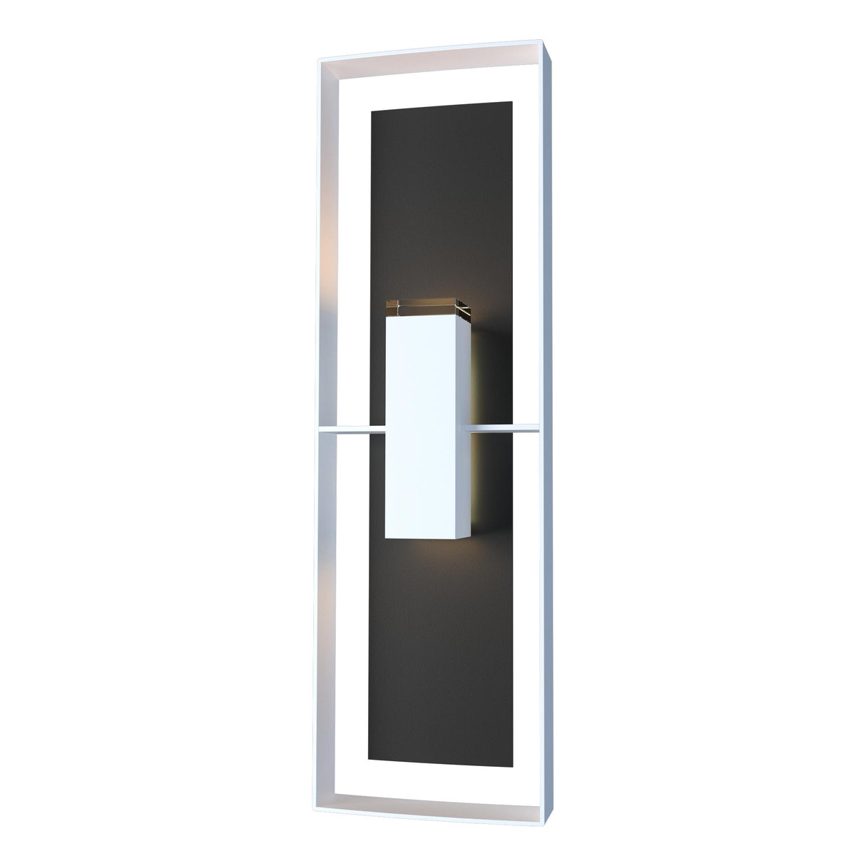 Hubbardton Forge 2020 Coastal White Coastal Black Clear Glass (ZM) Shadow Box Tall Outdoor Sconce