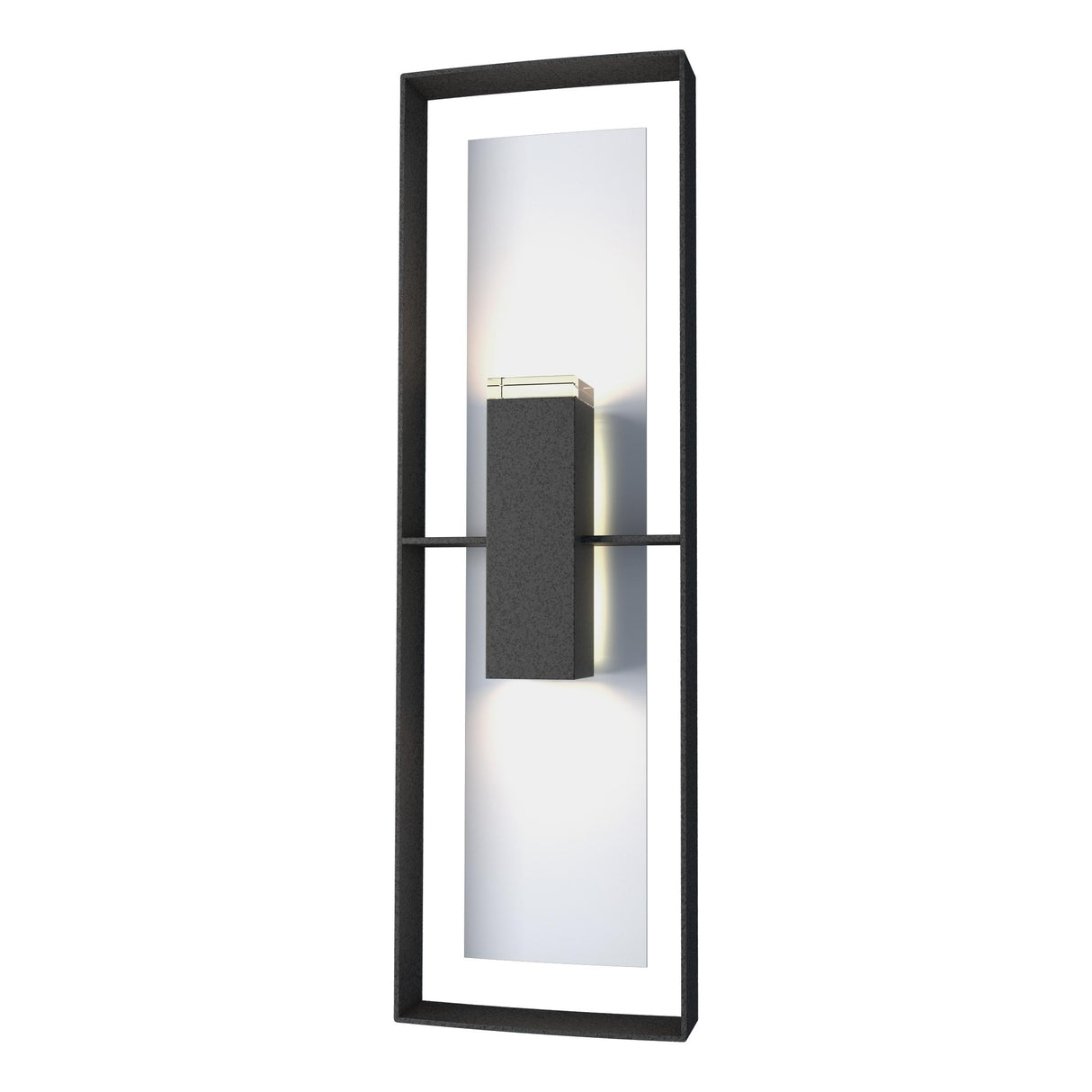 Hubbardton Forge 2020 Coastal Natural Iron Coastal White Clear Glass (ZM) Shadow Box Tall Outdoor Sconce
