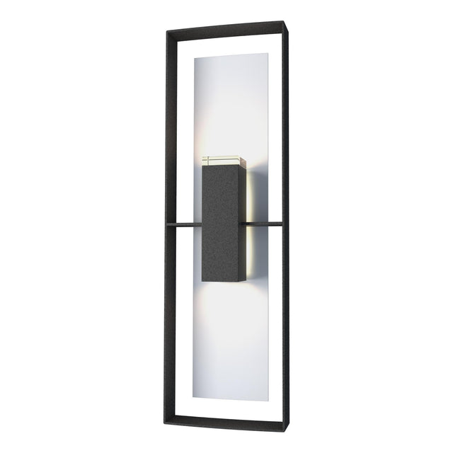 Hubbardton Forge 2020 Coastal Natural Iron Coastal White Clear Glass (ZM) Shadow Box Tall Outdoor Sconce